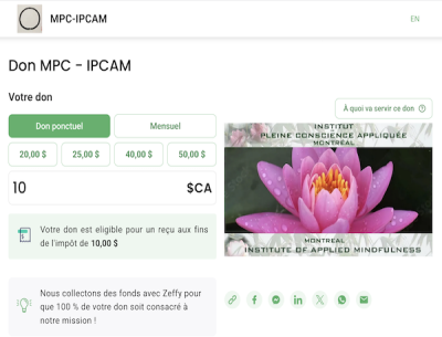 Accueil pour les dons