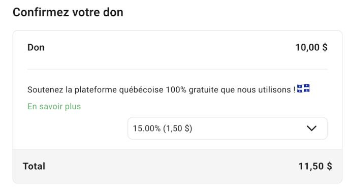 Confirmer le don à la MPC et à Zeffy